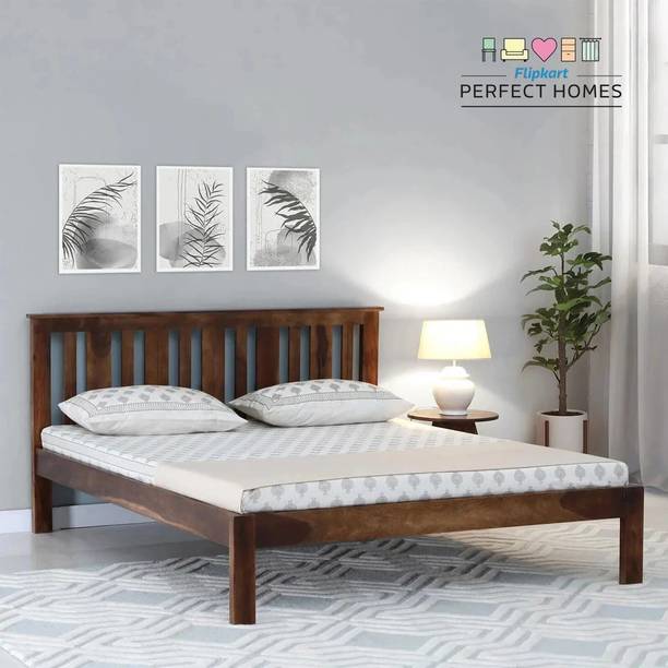 Flipkart Perfect Homes Sheesham Solid Wood Queen Bed, 160 cm x 206 cm (5.25 ft x 6.76 ft)