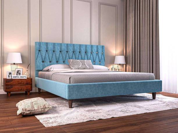 MODESTY WOODS 6.5 x 6 Ft Sheesham Solid Wood (Rosewood, Blue) Engineered Wood King Bed