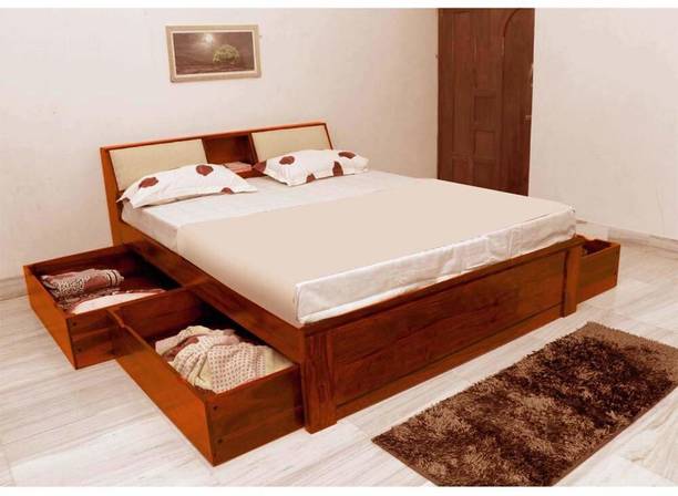 APRODZ Allure Solid Wood Queen Drawer Bed