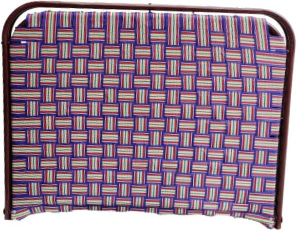 India wood mart Double Pipe Folding Bed Size 3X6 Ft with Solid Iron 18 Guage Plastic Niwar Metal Double Bed