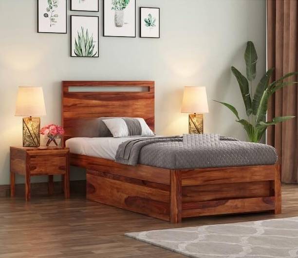 Ferrovilla Solid Wood Single Drawer Bed, 198.12 cm x 91.44 cm (6.5 ft x 3.0 ft)