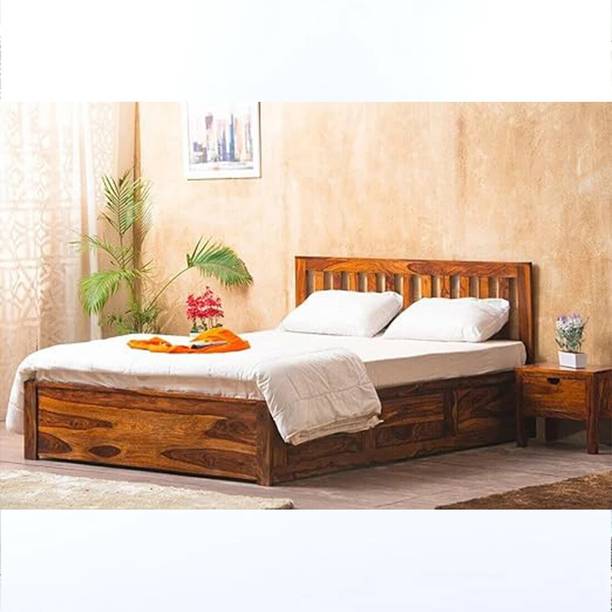 SAVITRIDECOR Sheesham Wood Bed For Bedroom/Wooden Cot/Palaung/Bed With Box Storage For Home Solid Wood Queen Box Bed