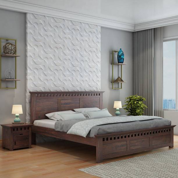WoodLab Sheesham Wood Queen Bed/Wooden Cot/Wooden Bed Without Storage Bed For Bedroom Solid Wood Queen Bed, 210.82 cm x 167.64 cm (6.92 ft x 5.5 ft)