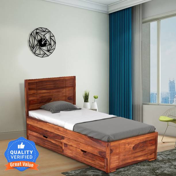Flipkart Perfect Homes Solid Wood Single Drawer Bed