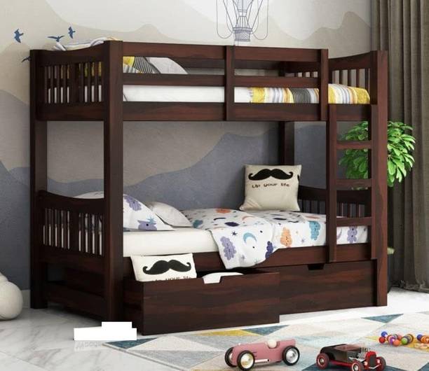 Mamta Home Furniture Sheesham Wood Bunk Bed for Kids Wooden Twin Bed for Kids Room Solid Wood Single Drawer Bed