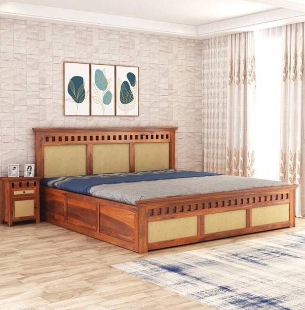 SAVITRIDECOR Sheesham Wood Bed For Bedroom/Wooden Cot/Palaung/Bed With Box Storage For Home Solid Wood King Box Bed