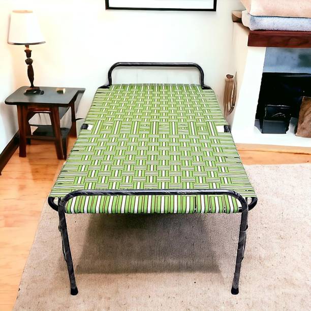HussainFuniture Folding Cot Portable Single Folding Bed Niwar Charpai Khatiya 2.5x6 ft Metal Single Bed, 183 cm x 60 cm (6.0 ft x 1.97 ft)