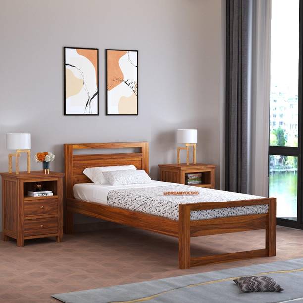 Dreamydesks Sheesham Wood Single Bed Without Storage Solid Wood Single Bed