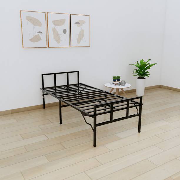 ARLAVYA Premium M.S. Powder coated Single Folding Metal Bed 6ft x 3ft |2 Years Warranty| Metal Single Bed