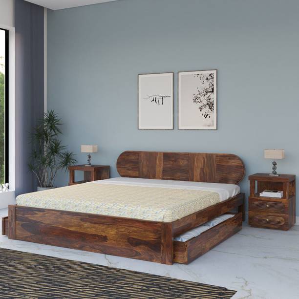 Flipkart Perfect Homes Woodwhiz Sheesham ( Rosewood ) Jodhpur furniture Solid Wood King Drawer Bed