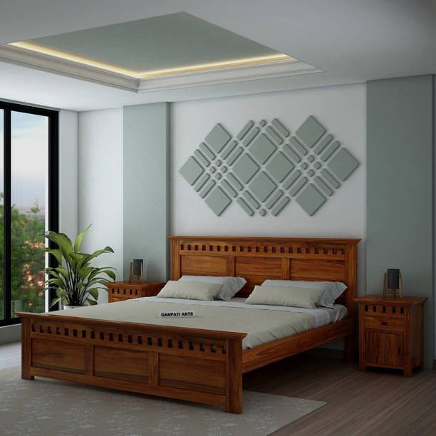 Ganpati Arts Armania Sheesham Wood Bed for Bedroom/Home/Hotel/LivingRoom(Without Storage) Solid Wood King Bed