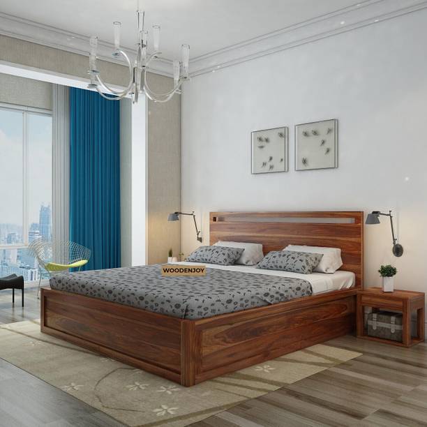 WOODENJOY Sheesham Wood Bed/Wooden King Bed/Wooden Bed/Cot With Box Storage For Home Solid Wood King Box Bed