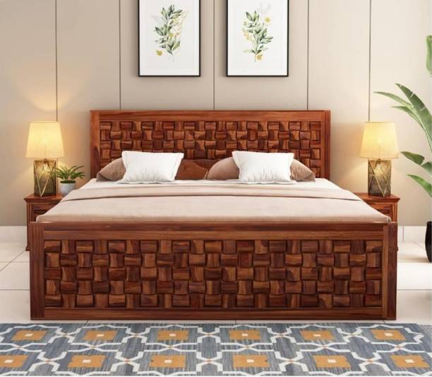 AMBICA WOODMART king bed, sheesham wood king bed, solid wood bed, bed for bed room, wooden bed Solid Wood King Bed, 208 cm x 188 cm (6.82 ft x 6.17 ft)
