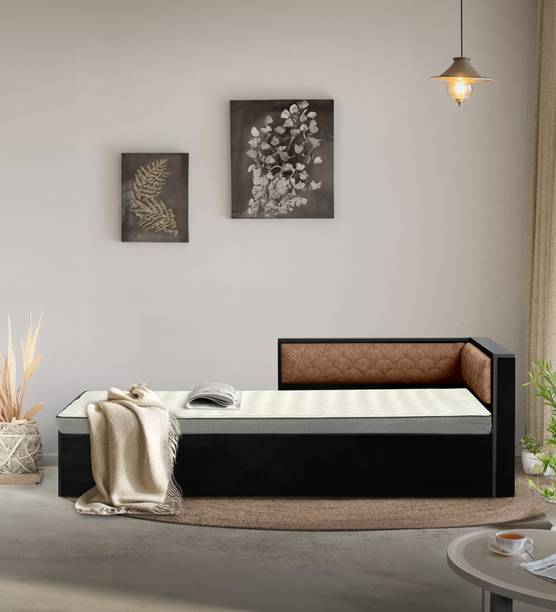 Trevi Ibaco upholstery headboard Single Bed with Storage-LHS Dark Wenge And Brown Engineered Wood Single Box Bed