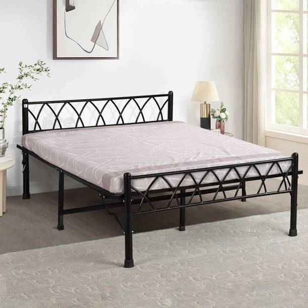 Delite Kom Mario Foldable Metal Queen Bed (6.7x5ft) | No Install | 1 Year Warranty | Strong Metal Queen Bed, 204.5 cm x 152 cm (6.71 ft x 4.99 ft)