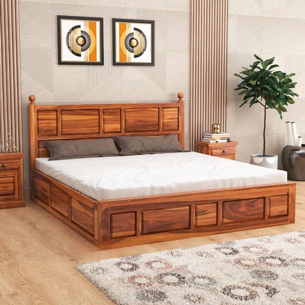 BHAGWATI ART Sheesham Wood King Size Bed/Cot For BedRoom/Guest Room/Hotel King Box Bed/Cot Solid Wood King Box Bed, 187.96 cm x 210.82 cm (6.17 ft x 6.92 ft)