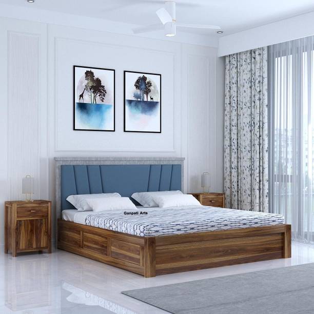 Ganpati Arts Sheesham Wood Emporio Bed/Cot/Wooden Palaung With Storage For Bedroom/Home/Hotel Solid Wood King Box Bed, 205 cm x 195 cm (6.73 ft x 6.4 ft)