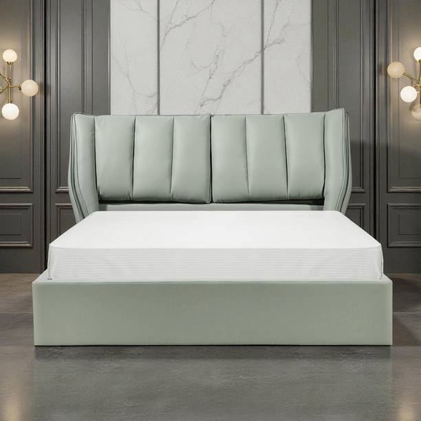 THE ATTIC The Attic Rivera Modern Queen Hydraulic Storage Bed & Soft Cushion Headboard Solid Wood Queen Hydraulic Bed, 226 cm x 168 cm (7.41 ft x 5.51 ft)