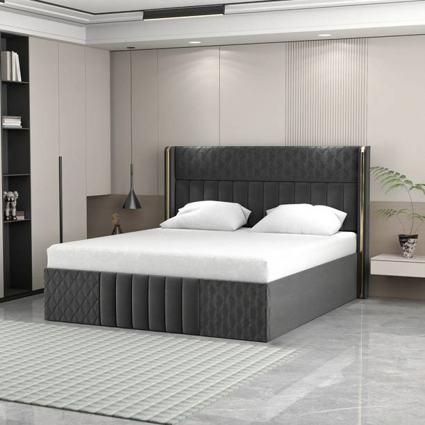 Klenta Home Decor Engineered Wood Upholstered Queen Size Bed With Storage And Headboard For Room Engineered Wood Queen Box Bed