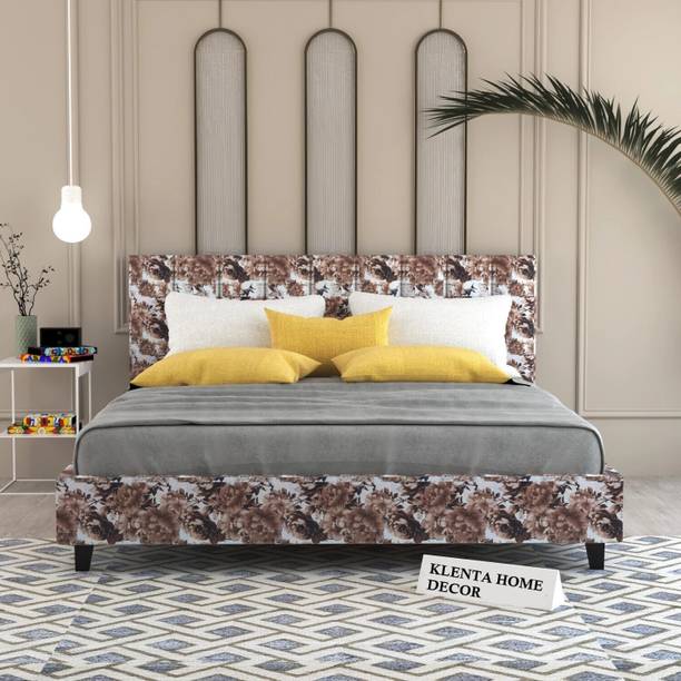 Klenta Home Decor Upholstered Queen Size Bed With Fabric Headboard For Bedroom/ Hotel/ Kids Room | Solid Wood Queen Bed