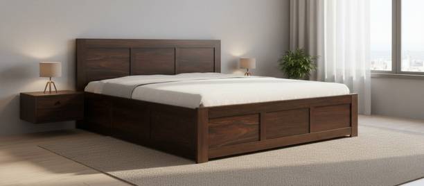 Devsignature Sheesham Wood King Size Bed With Box Storage For Bed Room, Hotel. Solid Wood King Box Bed, 205 cm x 187 cm (6.73 ft x 6.14 ft)