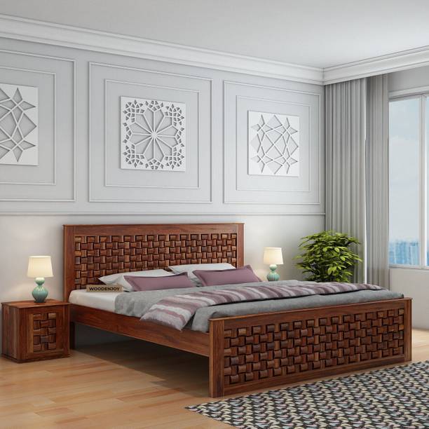 WOODENJOY Sheesham Wood King Bed/Wooden Cot/Wooden Bed Without Storage Bed For Bedroom Solid Wood King Bed, 208.28 cm x 189.23 cm (6.83 ft x 6.21 ft)