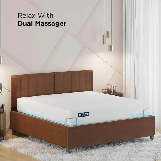 The Sleep Company Elev8 Smart Adjustable Bed Base with Denver Leather Brown Frame King size Metal King Bed