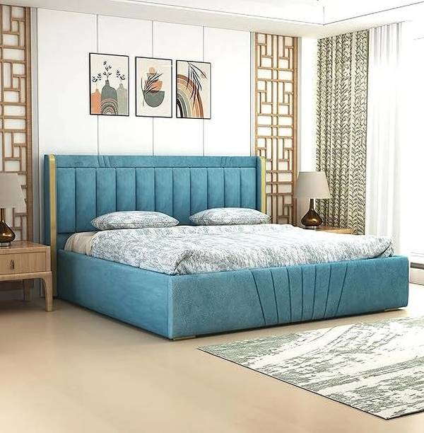 MODESTY WOODS Upholstered Wooden Double Bed with Box Storage for Bedroom and Living Room Solid Wood Queen Box Bed