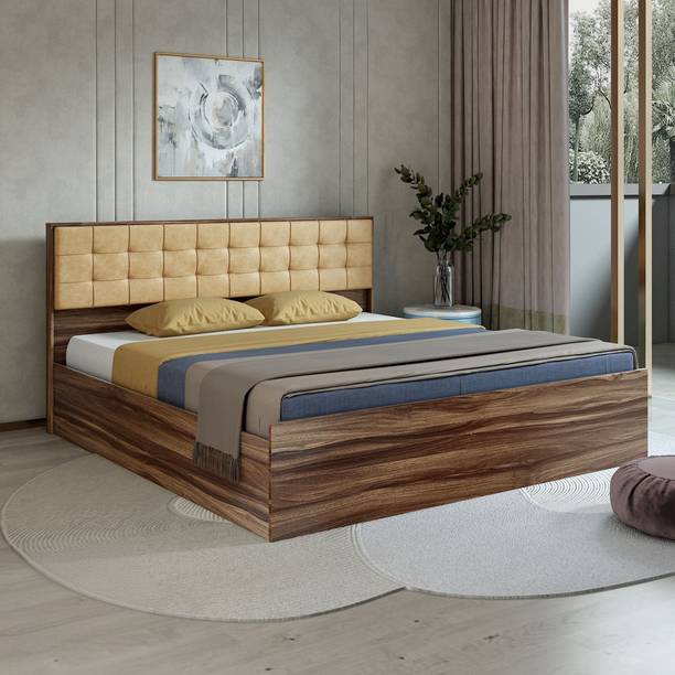 A GLOBIA CREATIONS Alvin Engineered Wood Queen Box Bed, 205.5 cm x 161.4 cm (6.74 ft x 5.3 ft)