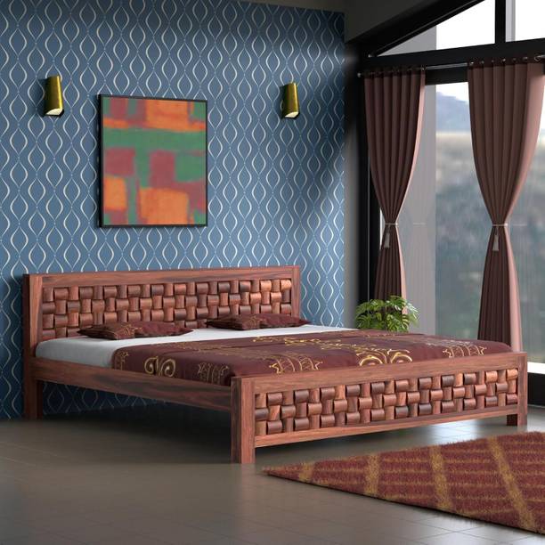 SAVITRIDECOR Sheesham Wood Bed Without Storage Wooden Bed Furniture Solid Wood Queen Bed