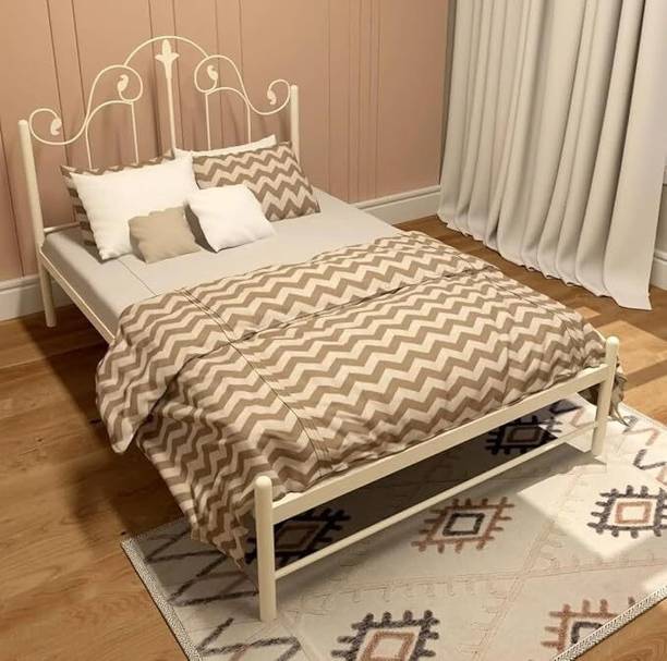 IZZDECOR Heavy-Duty Iron Double Bed - Rust-Proof with Noise-Free & Anti-Slip Support Metal Double Bed