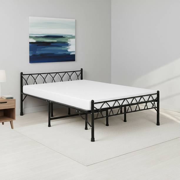 Delite Kom Mario Foldable Metal King Bed (6.7x6ft) | No Install | 1 Year Warranty | Strong Metal King Bed, 204.5 cm x 183 cm (6.71 ft x 6.0 ft)