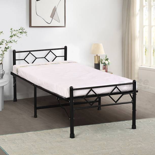 Delite Kom Dory Foldable Metal Single Bed (6.7x3ft) | No Install | 1 Year Warranty | Strong Metal Single Bed, 204.5 cm x 92 cm (6.71 ft x 3.02 ft)