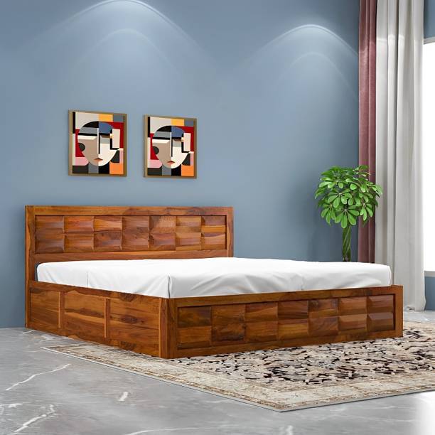 Vinod Furniture Solid Sheesham Wood Queen Size Bed With Storage For Bedroom/ Kids room | Solid Wood Queen Box Bed, 205 cm x 157 cm (6.73 ft x 5.15 ft)