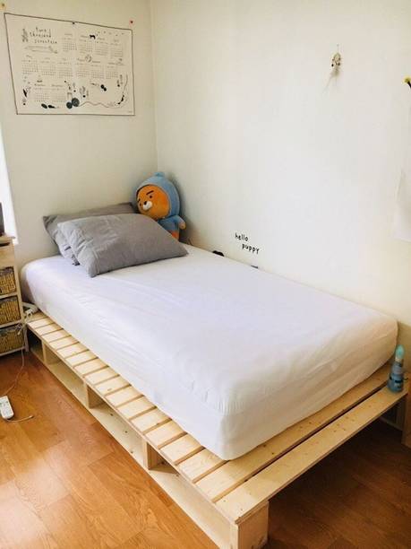 Knowk knock Beautiful Nordic 4×6 ft Pine Wood Pallet Bed Rustic Modern Wooden Furniture Solid Wood Double Bed, 183 cm x 122 cm (6.0 ft x 4.0 ft)