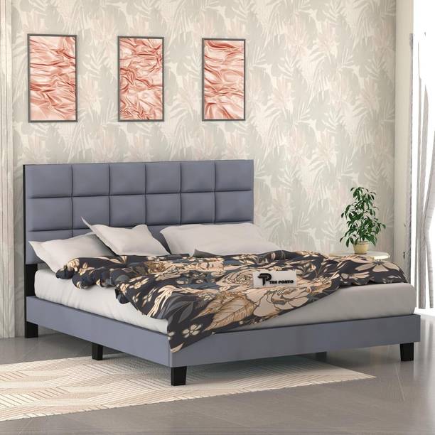 DMKDecor Upholestery Premium Fabric Cot for Home- 6.5 X 5 Ft Bed Engineered Wood Queen Bed