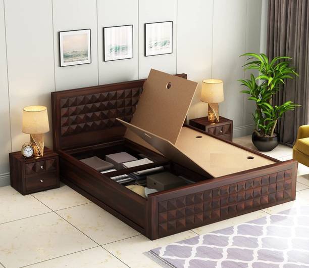 Flipkart Perfect Homes Diamond Solid Wood King Box Bed, 213.36 cm x 190.5 cm (7.0 ft x 6.25 ft)