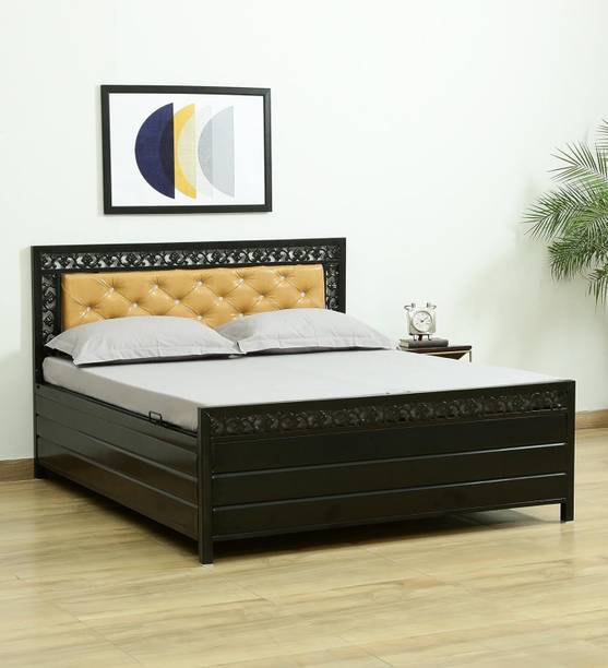 Zkazaa King Size ( 6X6 ) Double Bed Furniture with Hydraulic Storage for Bedroom Metal Double Box, Hydraulic Bed