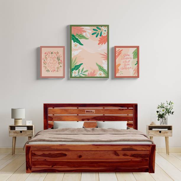 Meera Handicraft bed solid sheesham wood in queen size Delivery Condition - DIY(Do-It-Yourself)) Solid Wood Queen Box Bed