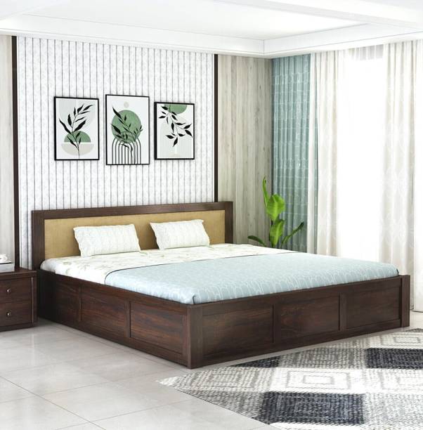 SAVITRIDECOR Sheesham Wood Bed For Bedroom/Wooden Cot/Palaung/Bed With Box Storage For Home Solid Wood King Box Bed