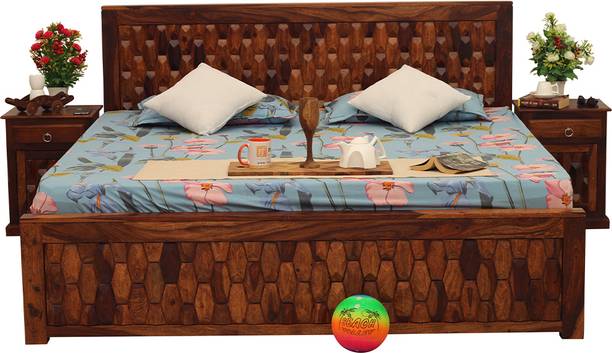 rf royal finish SouthSeista King Size(72"x78") Without Storage,12-Month Warranty,BedsideIncluded Solid Wood King Bed