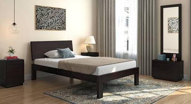 lifestyle furniture Sagwan Solid Wood Single Size Bed Without Storage Solid Wood Single Bed