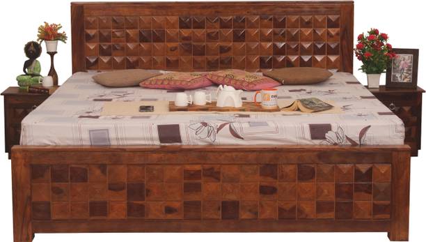 Sheesham Craft Corundum Without Storage,Single Bedside,StrongHead,PremiumPolished,MatteFinished Solid Wood King Bed