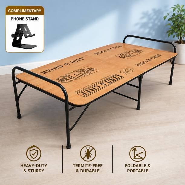 budget friendly Wooden Folding Bed| Made in India | With Free Phone Stand | Engineered Wood Single Bed, 183 cm x 92 cm (6.0 ft x 3.02 ft)