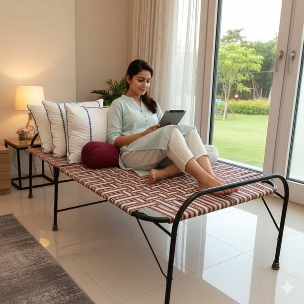 BUYMORE PORTABLE BED 3X6 Metal Single Bed, 182 cm x 76 cm (5.97 ft x 2.49 ft)