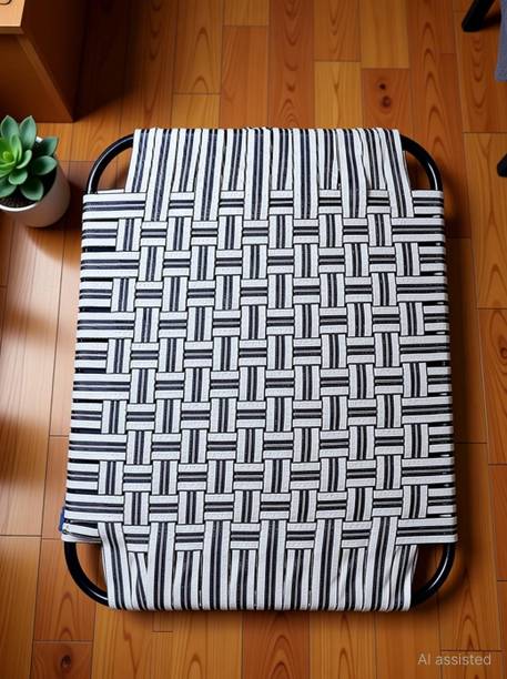 RAMB Folding Bed For Sleeping Double Size 6 Leg Support Round Bed Multicolor Met