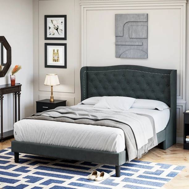 Siyara Sheesham Wood King Size Without Storage Bed for Bedroom Living Room Solid Wood King Bed