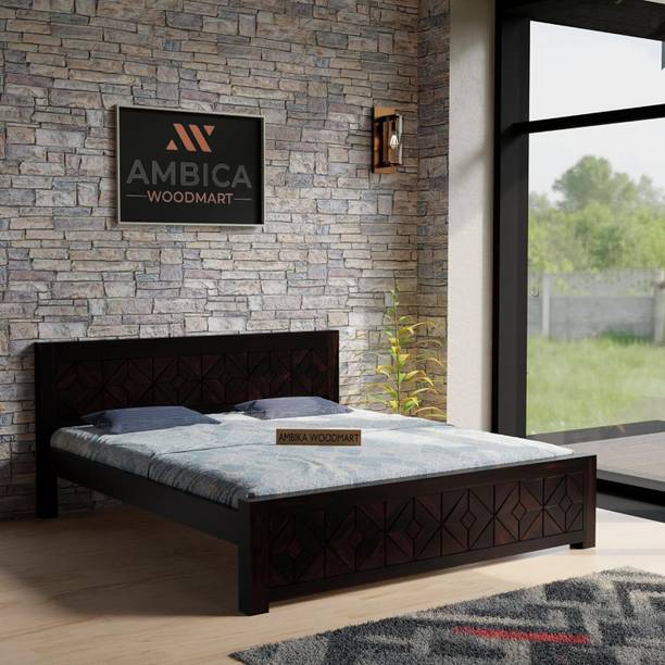 AMBICA WOODMART king bed, sheesham wood king bed, solid wood bed, bed for bed room, wooden bed Solid Wood King Bed