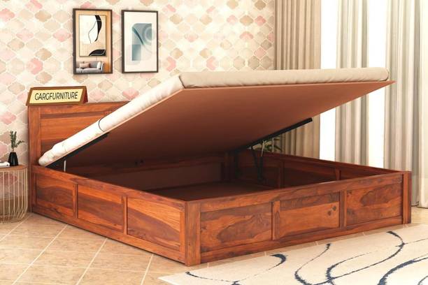 GARGHANDICRAFTS Sheesham Wood Bed/Cot Bed/Palang For Bed Room/Home/Hotel Solid Wood King Hydraulic Bed