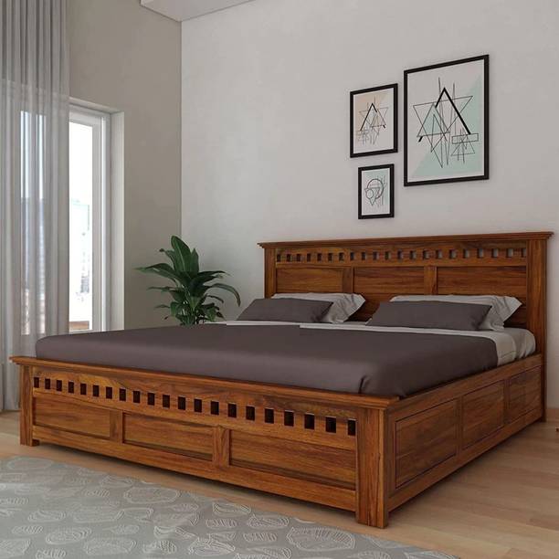 Suncrown Furniture Sheesham King Size Bed with Box Storage for Bedroom/Hotel/Livingroom Solid Wood King Box Bed, 198 cm x 209 cm (6.5 ft x 6.86 ft)